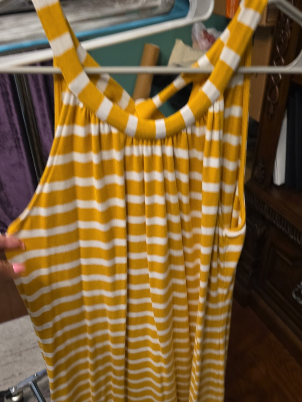 Market & Spruce Yellow and White Striped Tank Dress